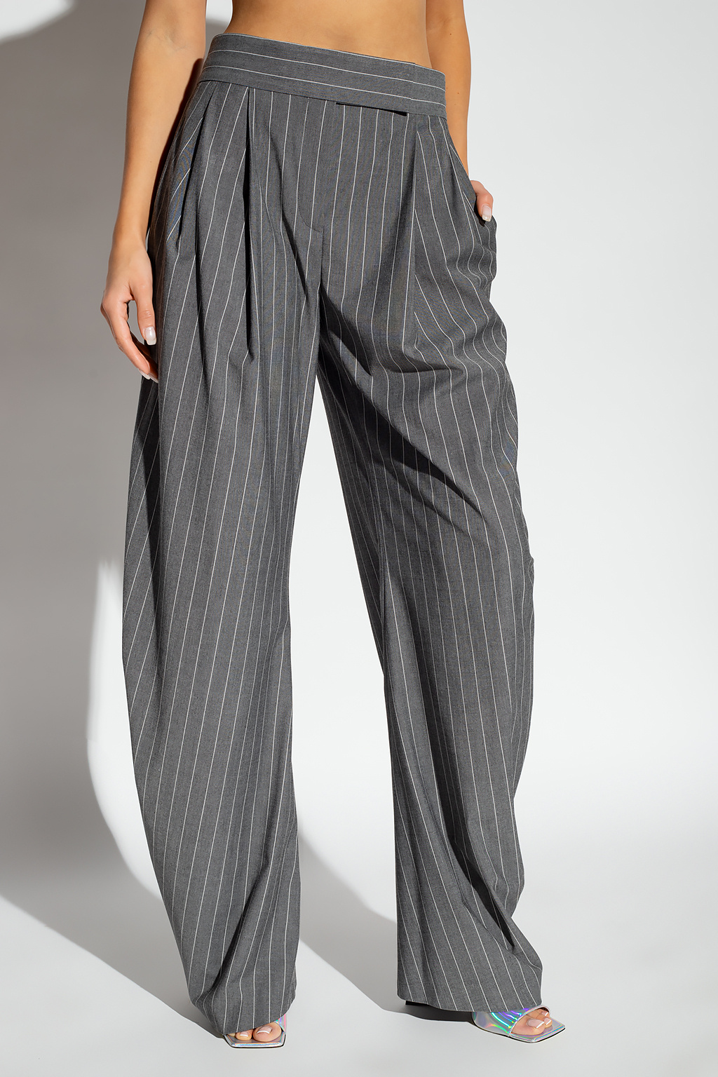 Wide leg fit to pants - Grey 'Gary' pinstriped trousers The